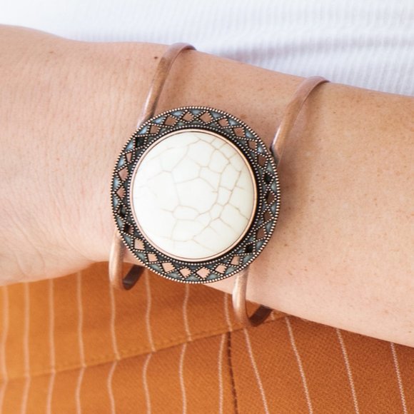 NWT Rodeo Rage white turquoise copper cuff - Picture 1 of 2